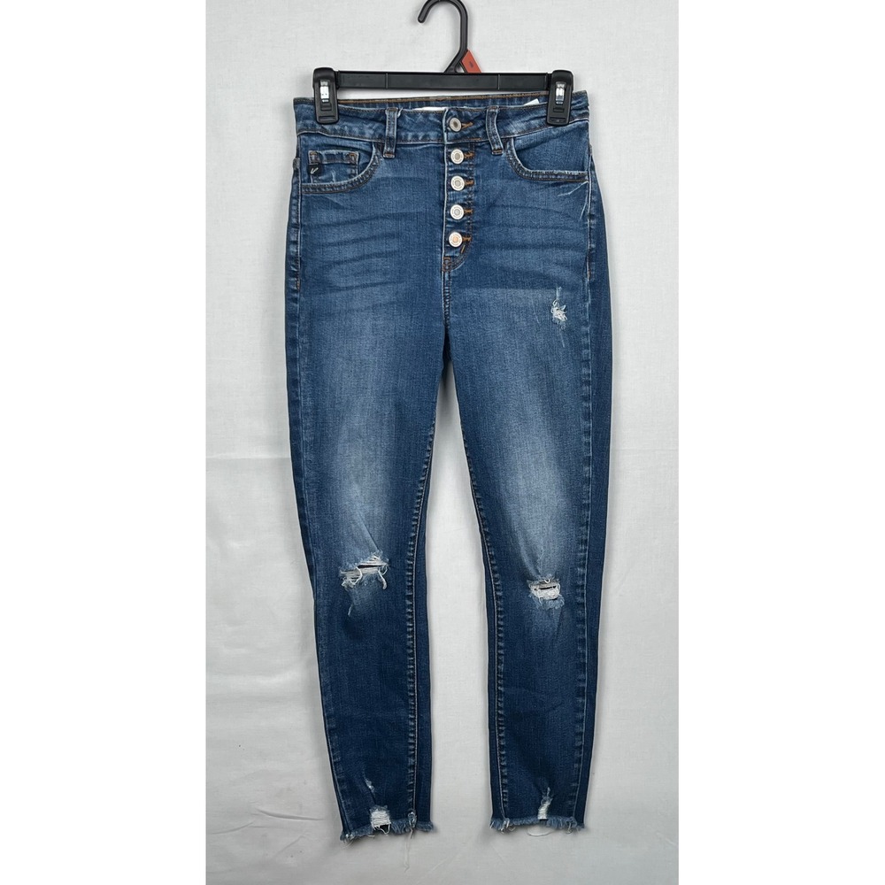 KanCan High Rise Skinny‎ Jeans Womens 3/25 Distressed Button Fly Blue KC8423D